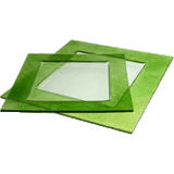 Тарелка квадратная «Бордер» стекло ,L=25,B=25,5см прозр.,зелен.